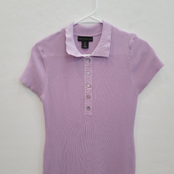 House of Harlow 1960 Lavender Ribbed Knit Polo Midi Dress Women's Size Large - Picture 11 of 12